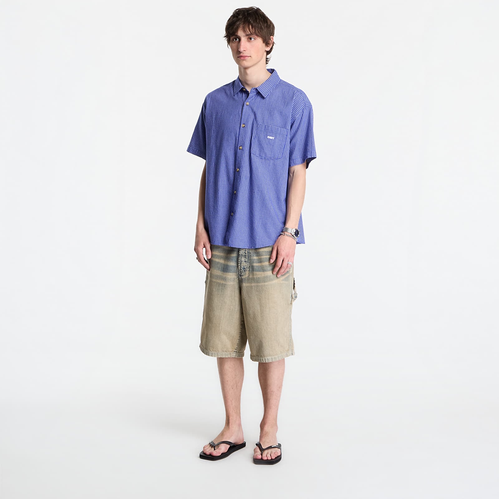 Men's shirts OBEY Bigwig Frank Woven Surf Blue Multi