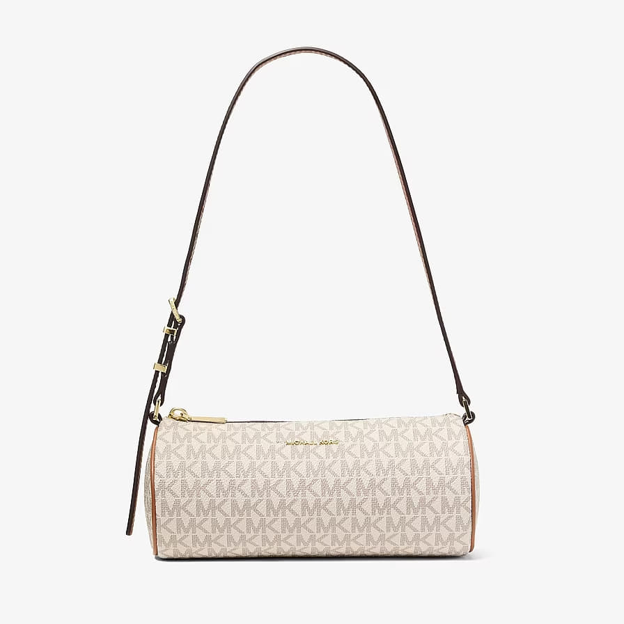 Michael Kors Izzy Small Signature Logo Barrel Pochette Vanilla/ Acorn Universal