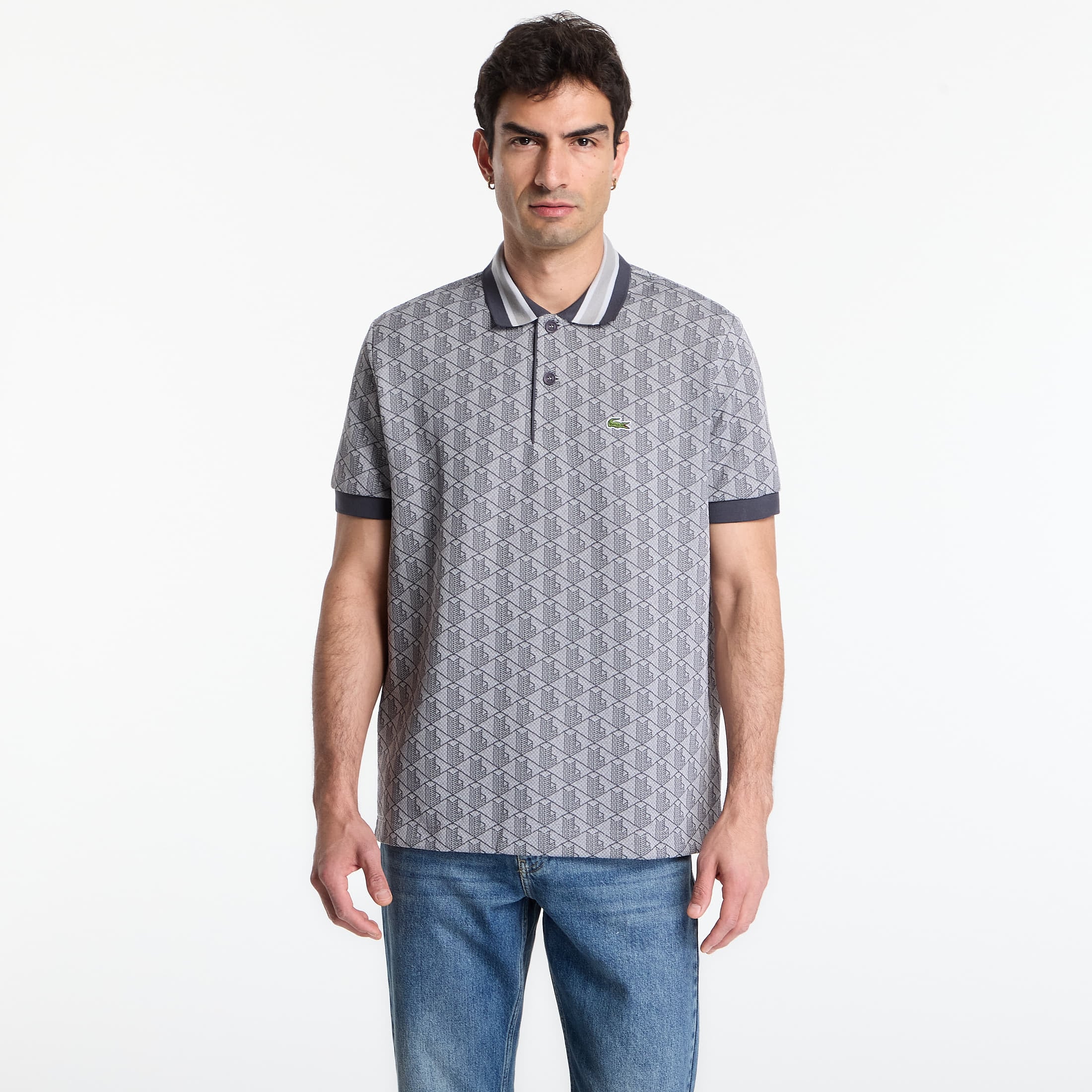 Shirt LACOSTE Short Sleeved Ribbed Collar Shirt Calluna/ Graphite 5