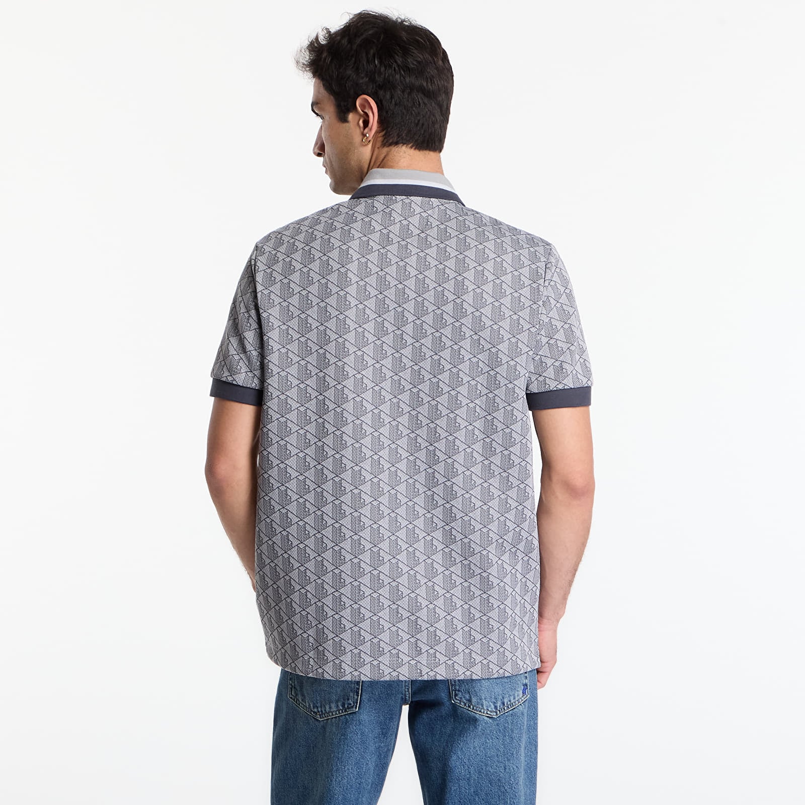 Skjorter til mænd LACOSTE Short Sleeved Ribbed Collar Shirt Calluna/ Graphite