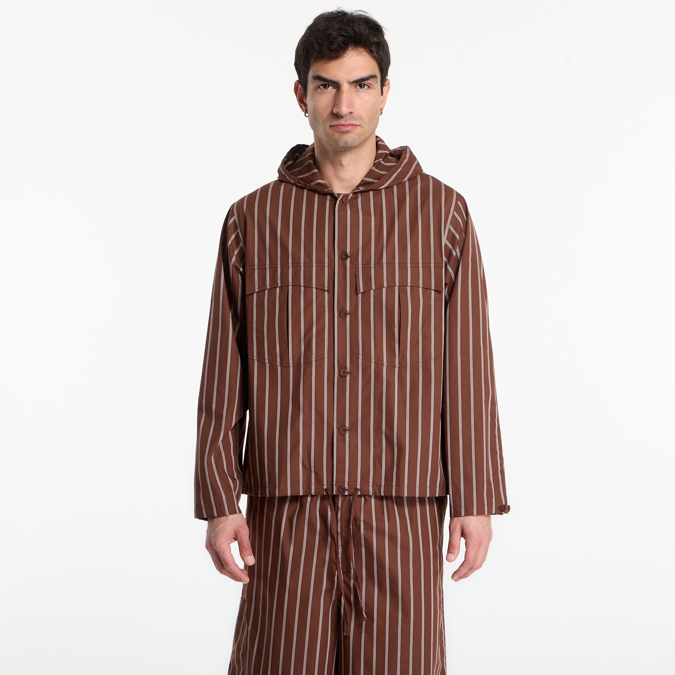 Shirt Études Studio Hooded Shirt Striped Dark Brown 50