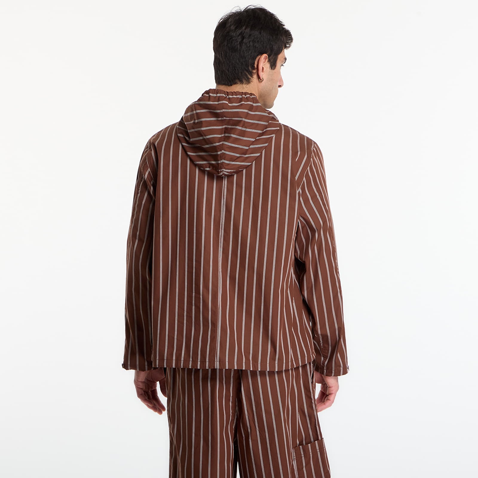 Hemden Études Studio Hooded Shirt Striped Dark Brown