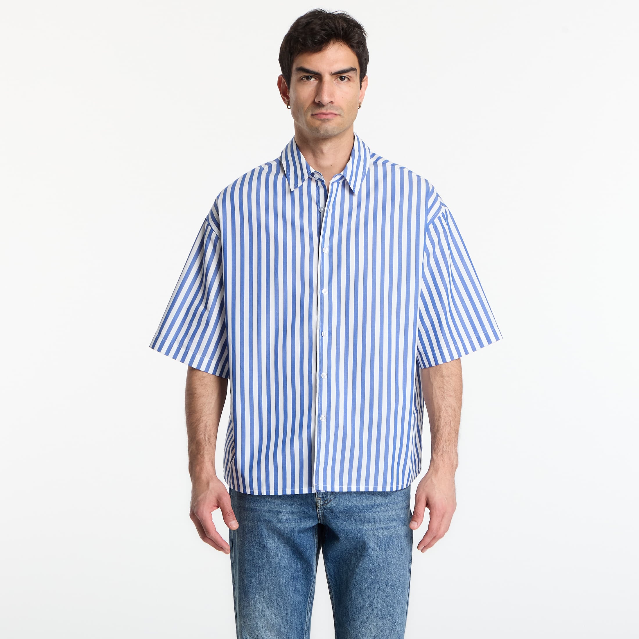 Πουκάμισο Urban Classics Striped Short Sleeve Summer Shirt White/ Blue M