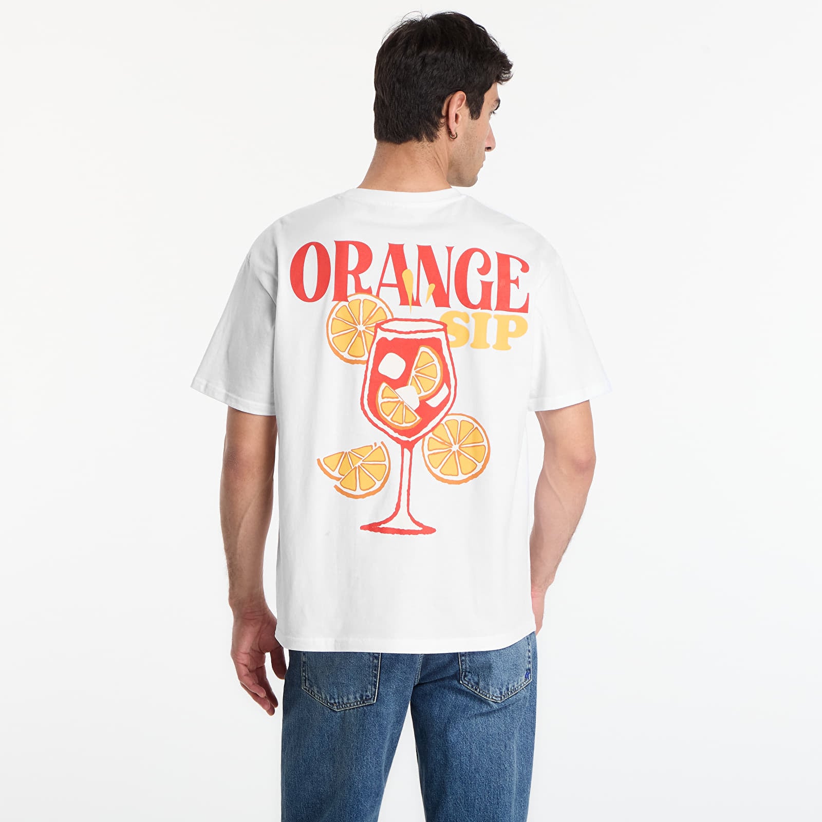 Marškinėliai Urbanc Classics Orange Sip Oversize Tee White