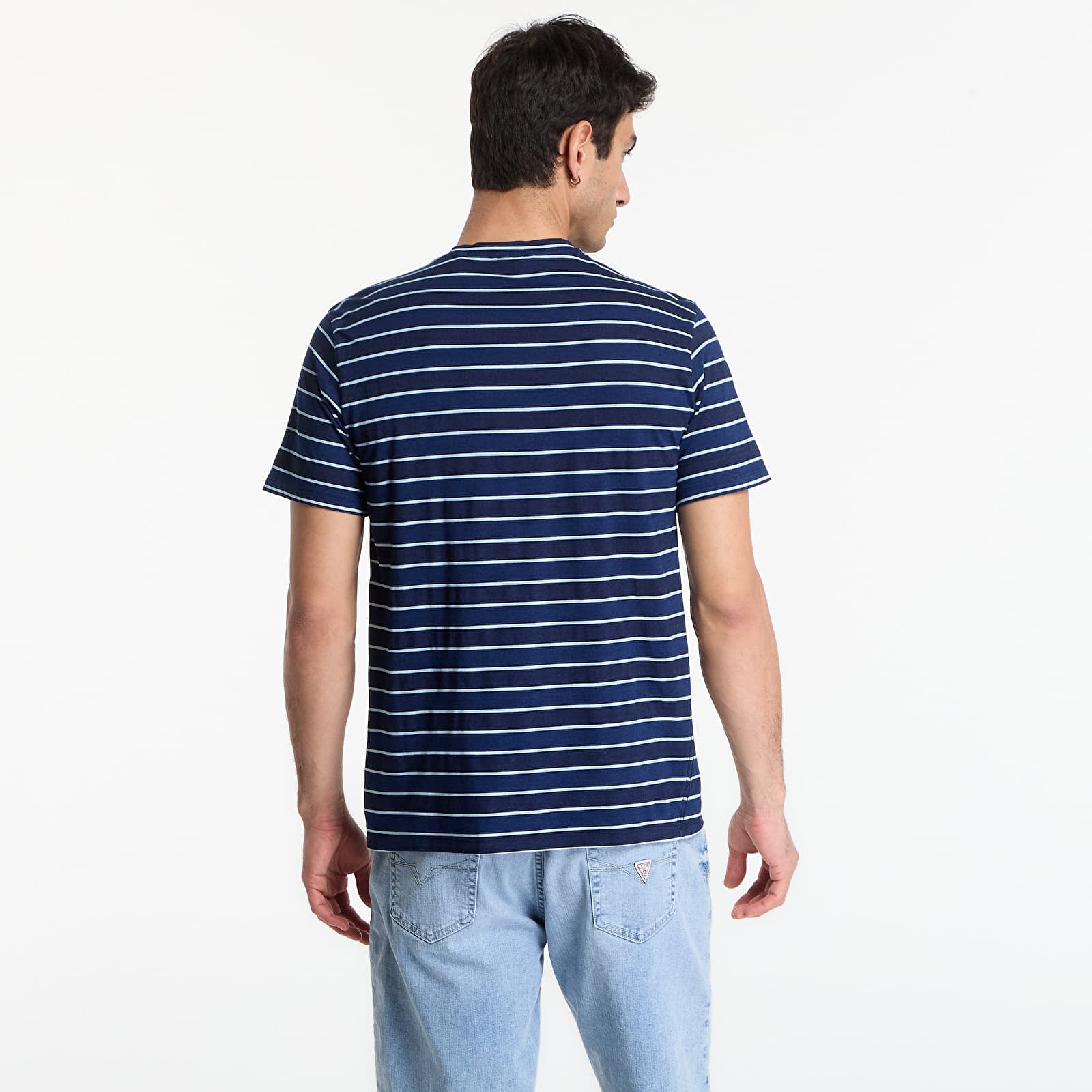 T-shirts GUESS Cn Ss Indigo Stripes Embro Tee Dark Indigo White St