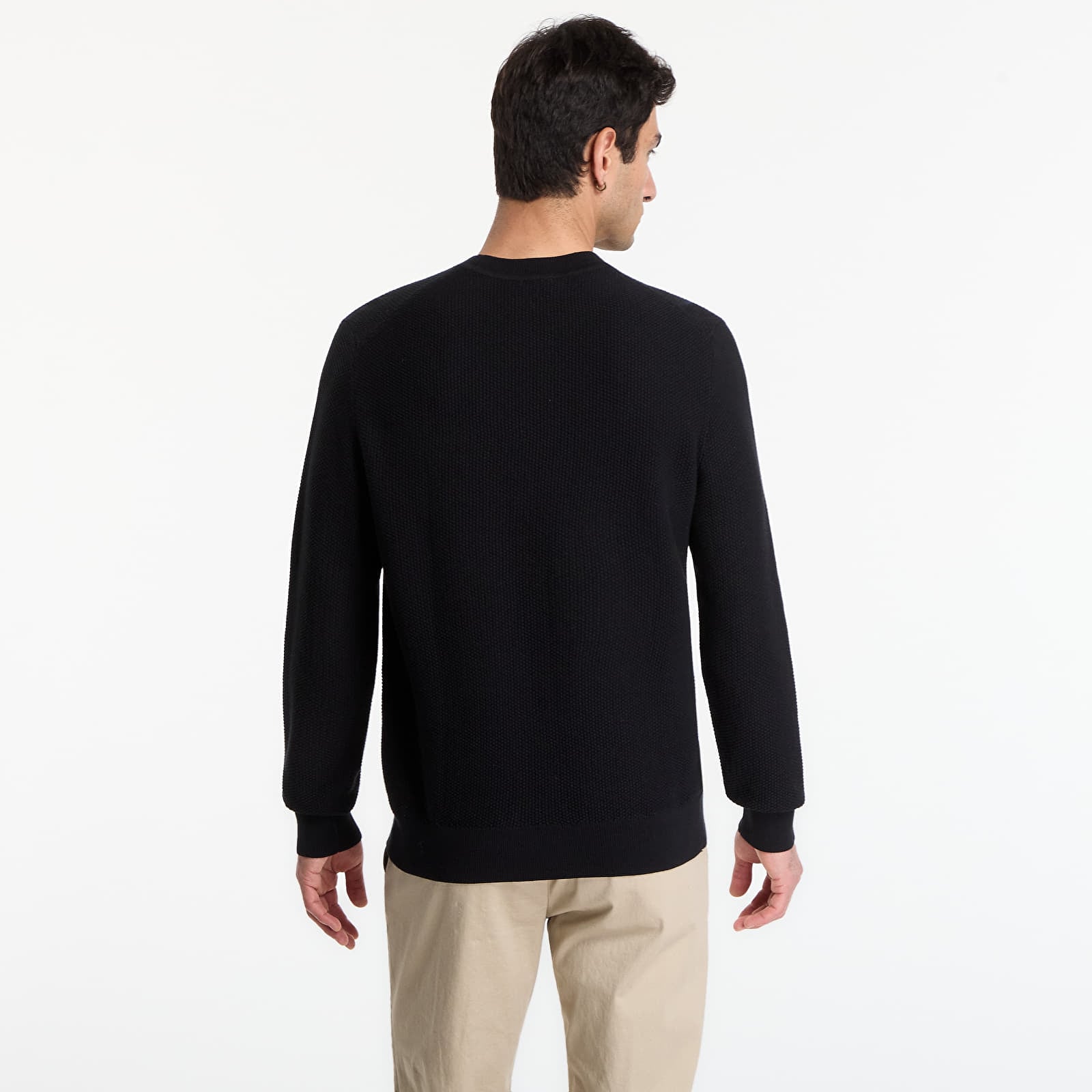 Svetry Calvin Klein Ls Textured Cotton Crewneck Sweater Black