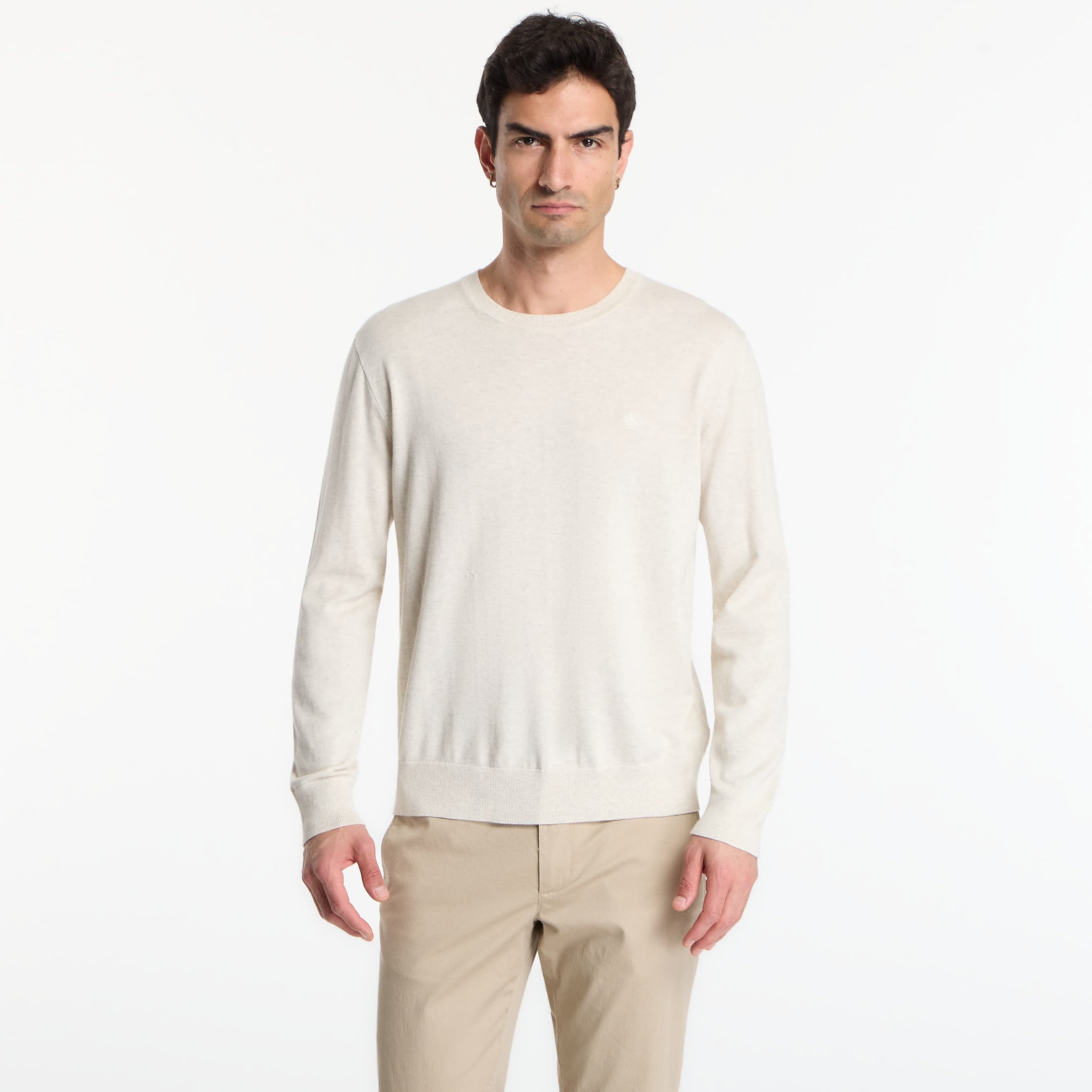 Sweater Calvin Klein Ls Supima Cotton Crew Snow Heather XL