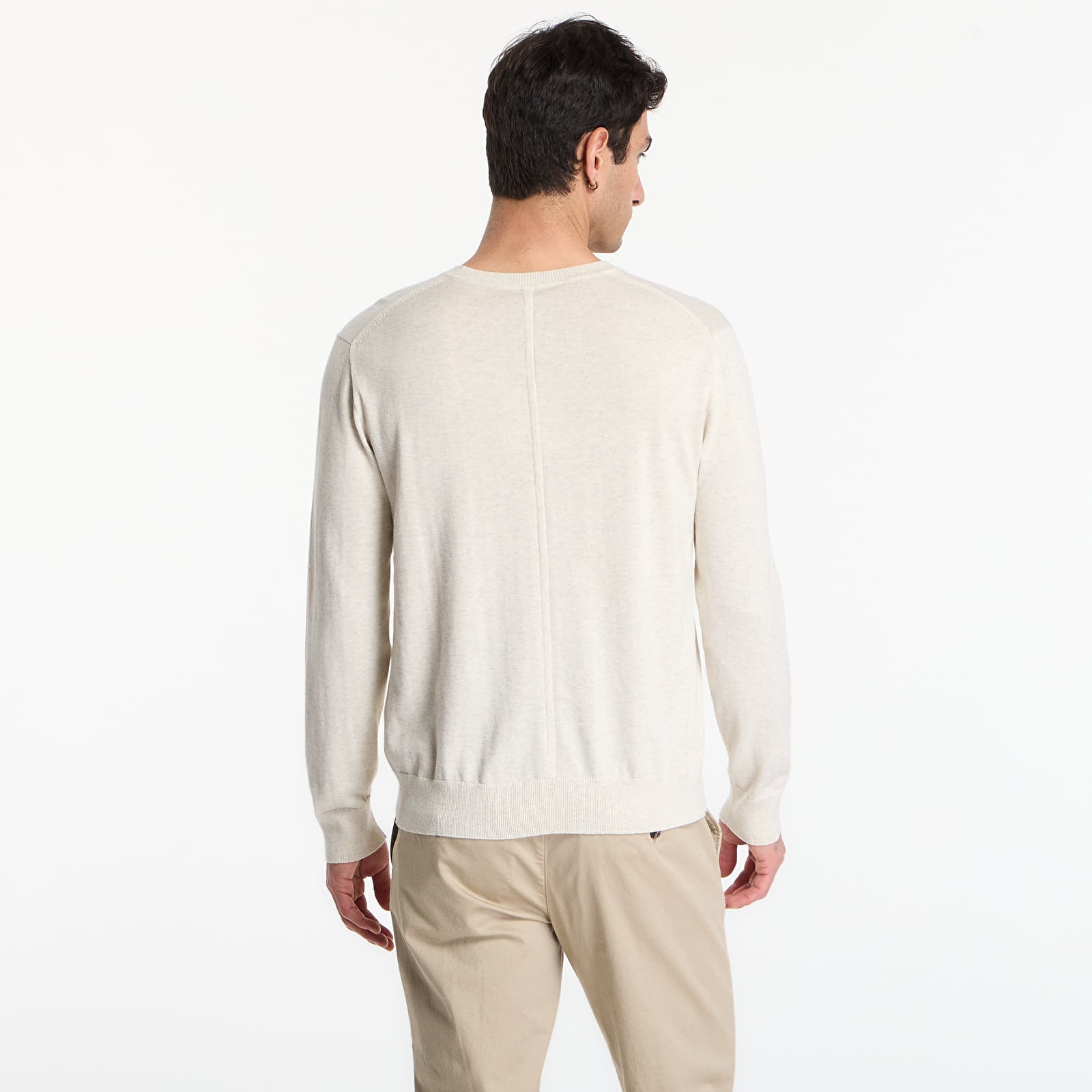 Svetry Calvin Klein Ls Supima Cotton Crew Snow Heather