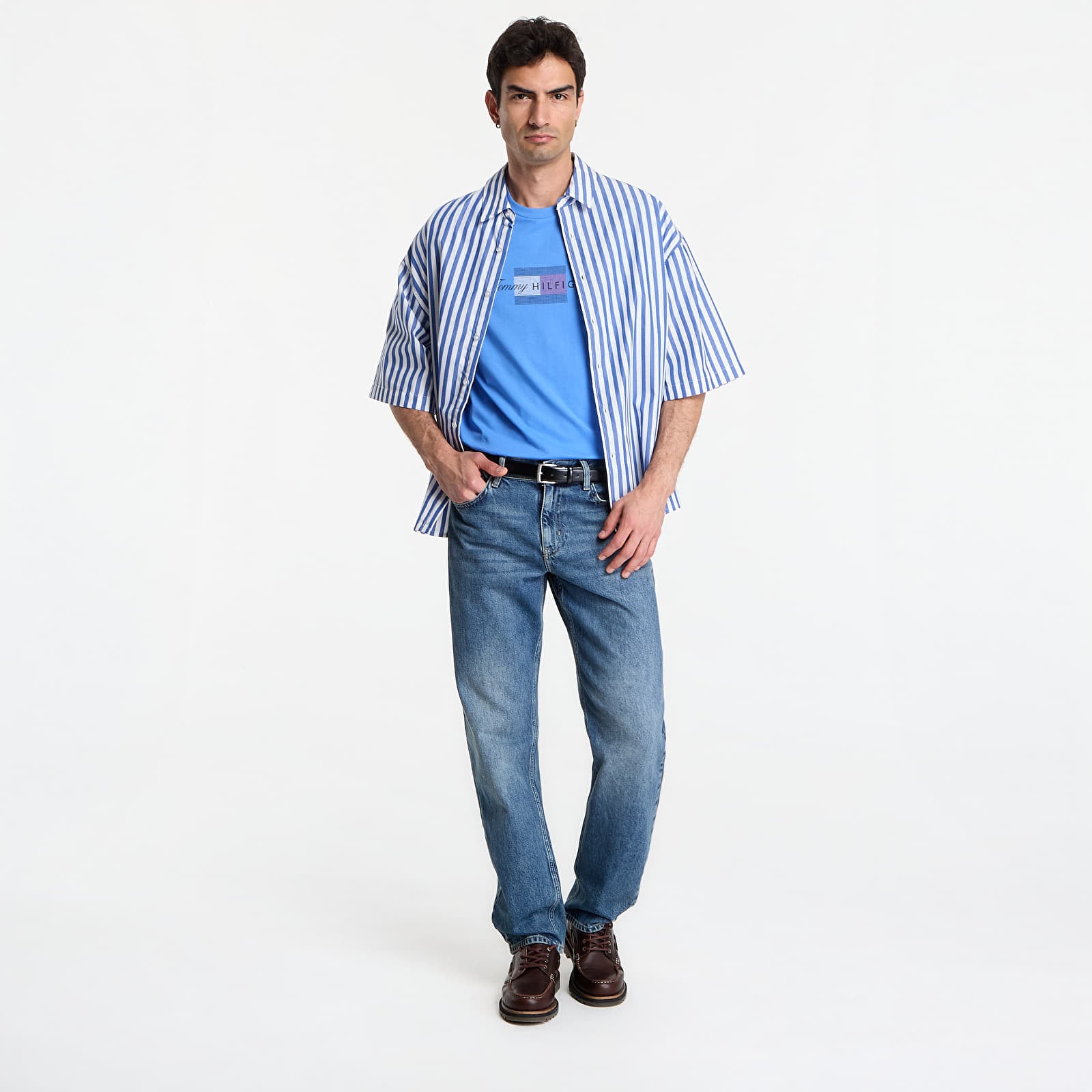 T-skjorter Tommy Hilfiger Script Flag Regular Tee Blue Spell