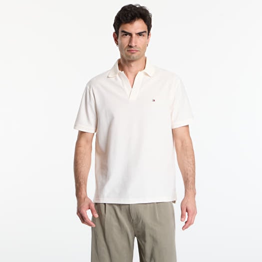 T-skjorte Tommy Hilfiger V Neck Crepe Classic Polo Tee Ivory Petal