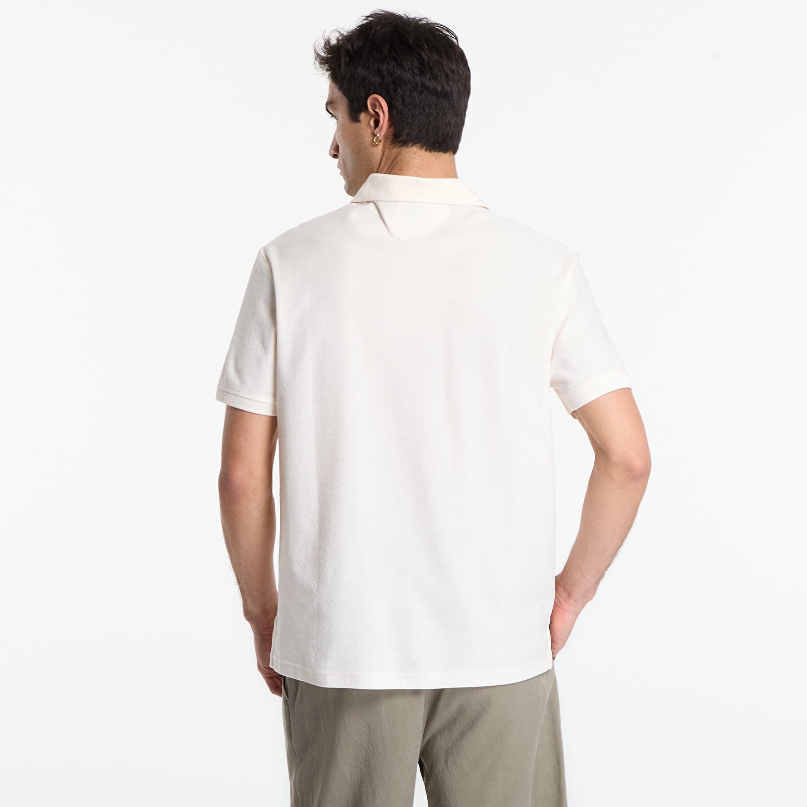 T-shirts Tommy Hilfiger V Neck Crepe Classic Polo Tee Ivory Petal