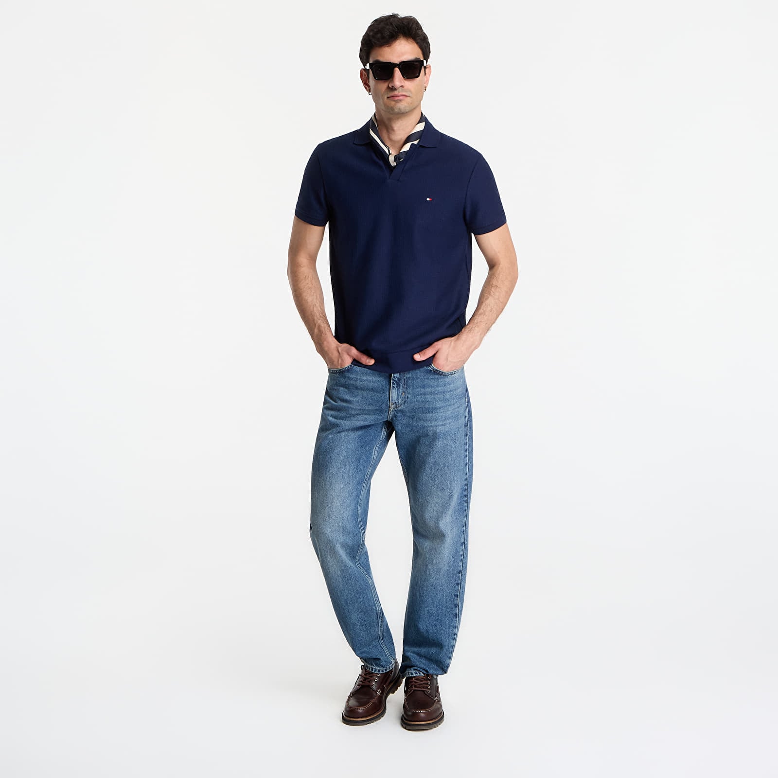 T-shirts Tommy Hilfiger Jonny Collar Texture Reg Polo Tee Carbon Navy