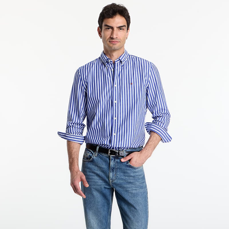 Tommy Hilfiger Flex Poplin Seasonal Stripe Shirt Wedge Blue / Stripe
