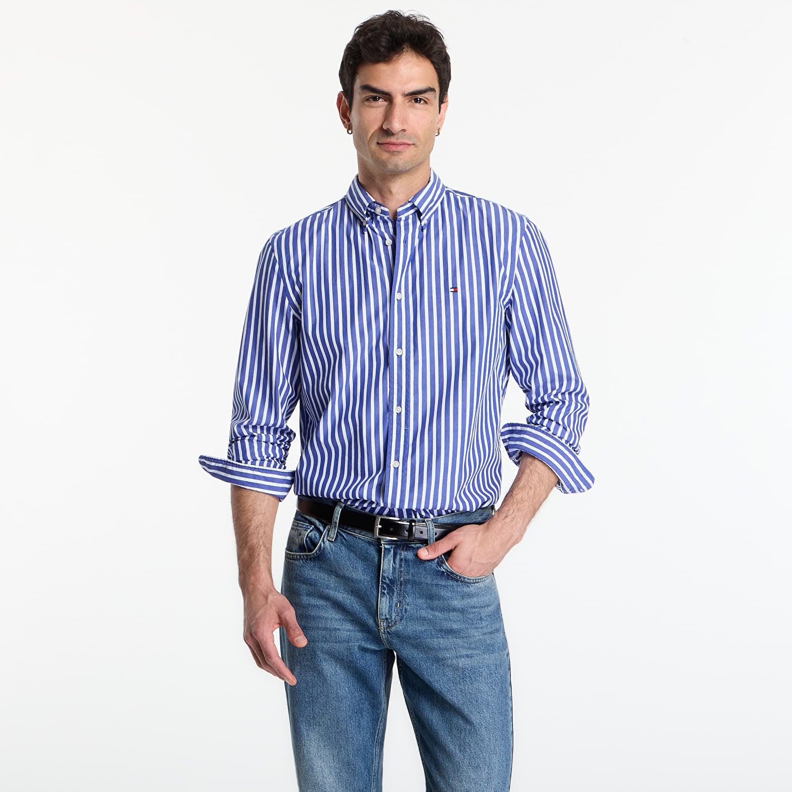 Särgid Tommy Hilfiger Flex Poplin Seasonal Stripe Shirt Wedge Blue / Stripe