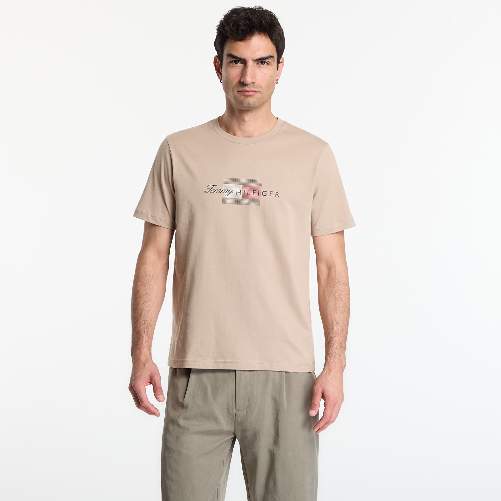 T-skjorter Tommy Hilfiger Script Flag Regular Tee Batique Khaki
