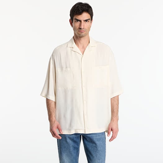 Marškiniai Urban Classics Oversized Resort Shirt  White Sand