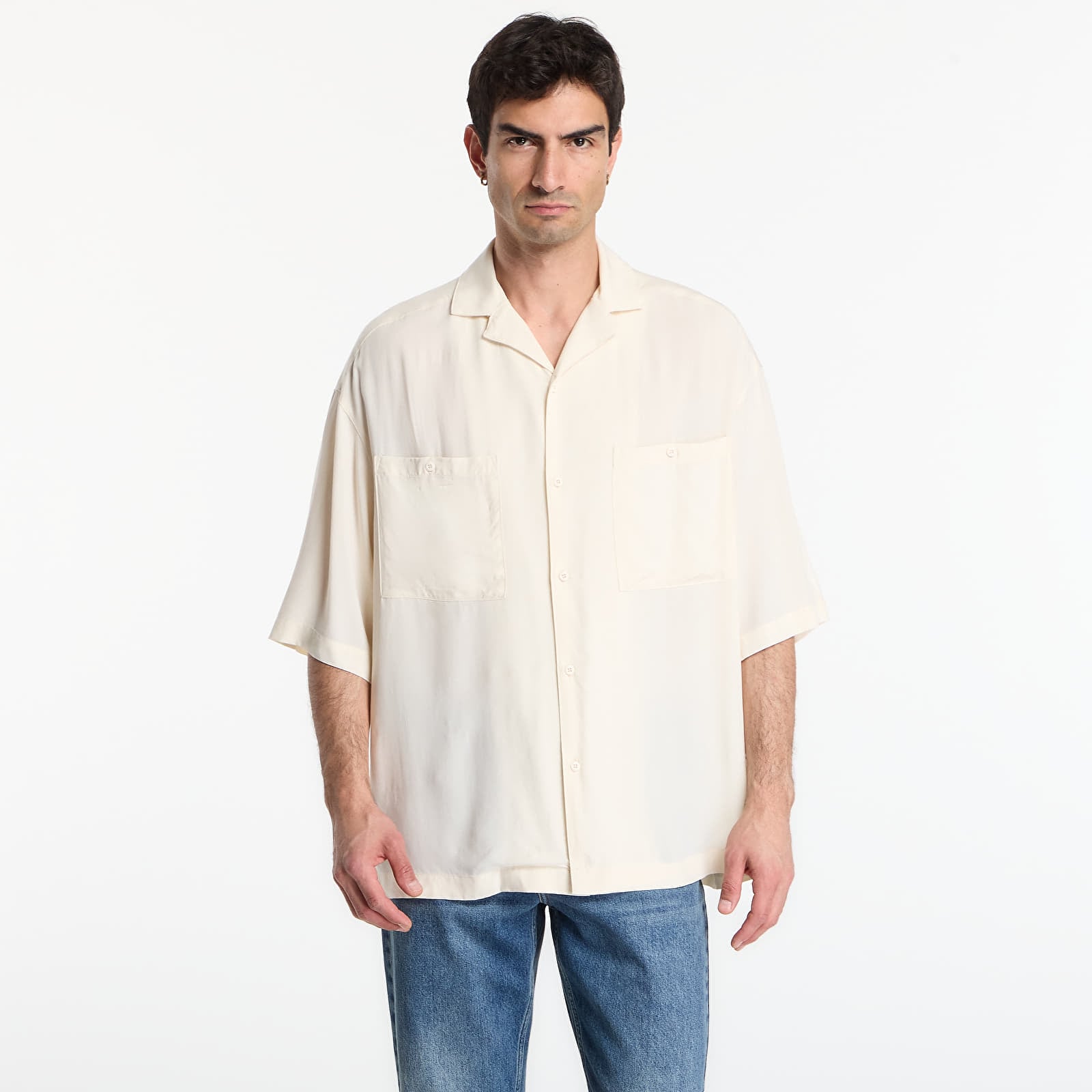 Koszule Urban Classics Oversized Resort Shirt  White Sand