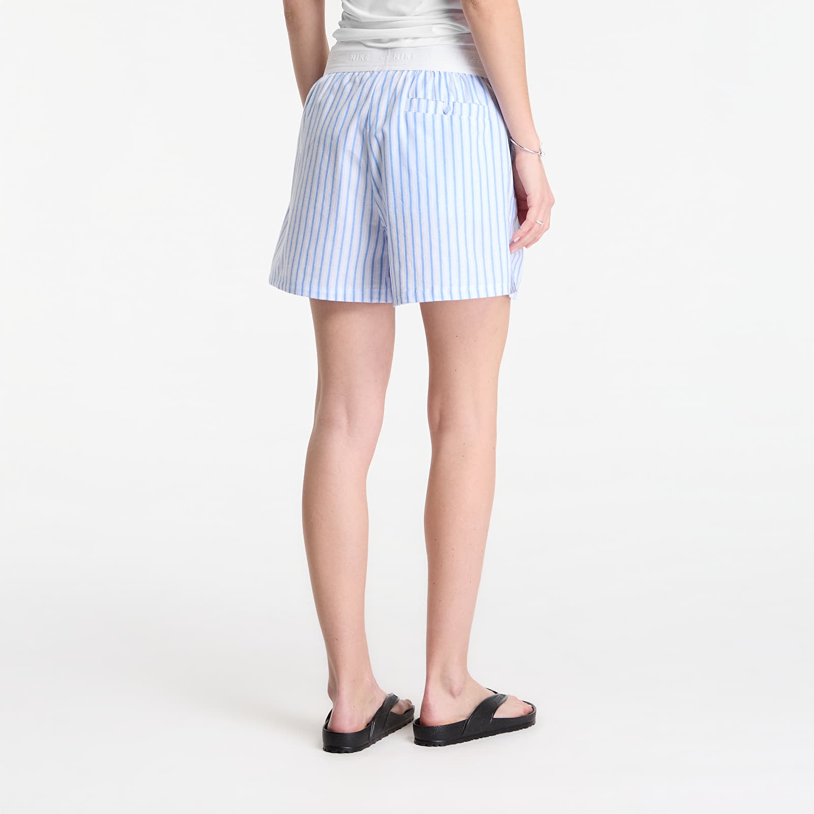 Pantaloni scurți pentru femei Nike Sportswear Chill Poplin Women's Loose Stripe Shorts Lt Photo Blue/ Hydrogen Blue/ Summit White