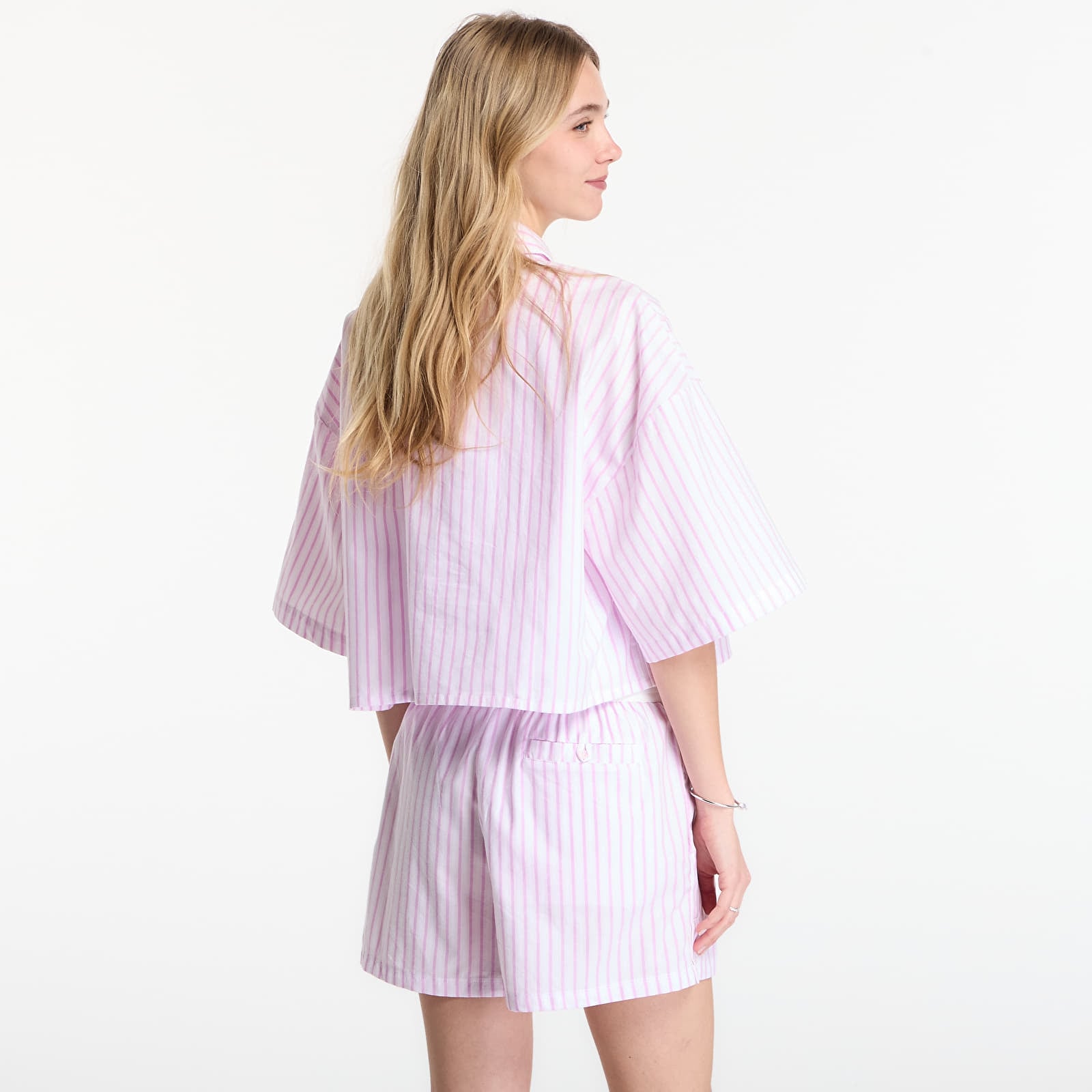 Cămașă de damă Nike Sportswear Chill Poplin Women's Oversized Short-Sleeve Top Lt Magenta/ Pink Foam/ Summit White