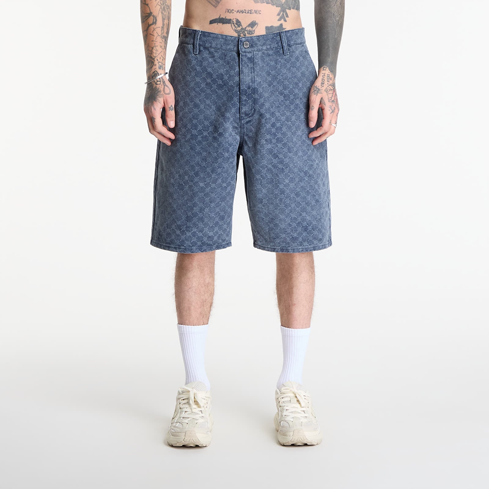 Pánské kraťasy Daily Paper Washed Monogram Woven Shorts Blue Wing Teal