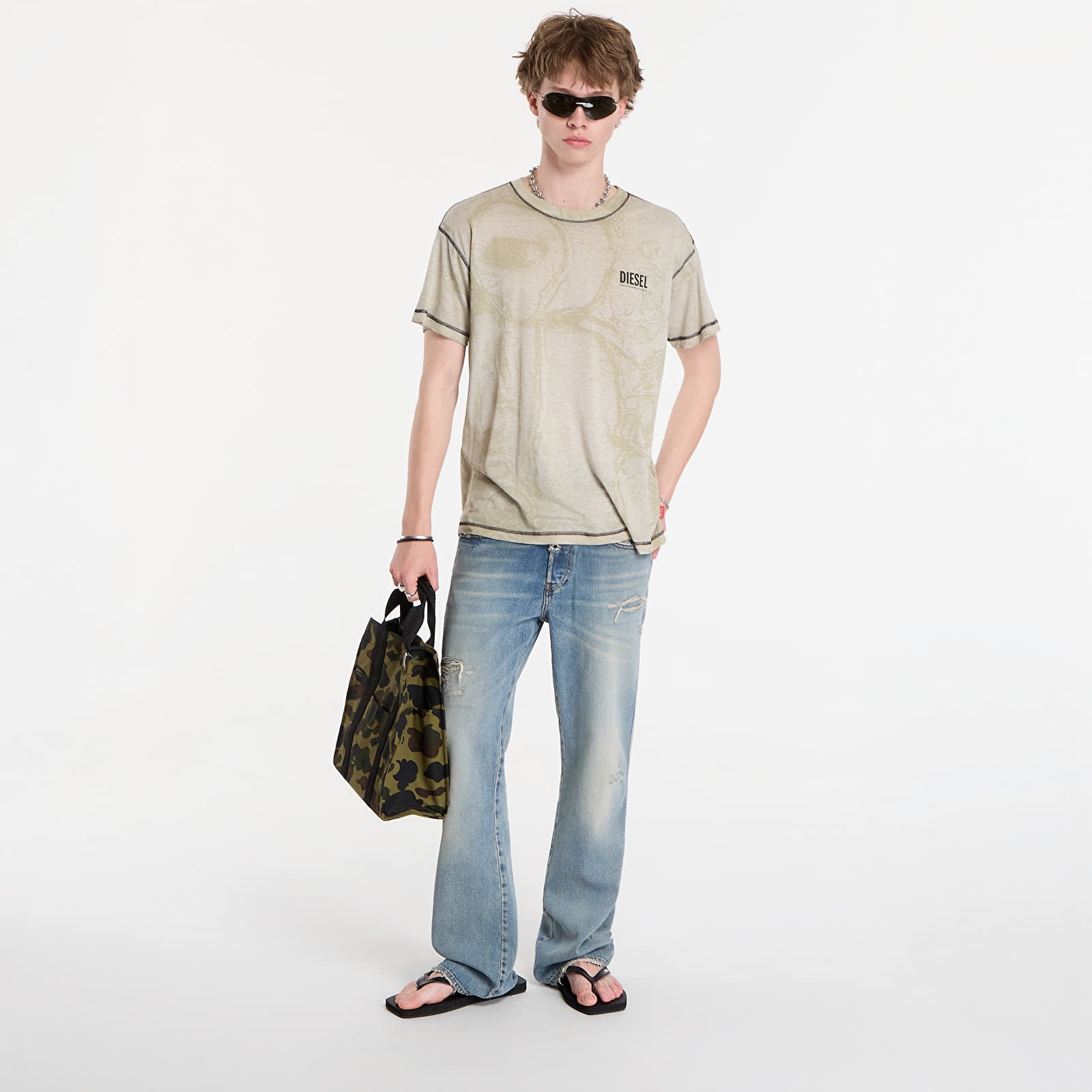 Miesten T-paidat Diesel T-Norm-V15 T-Shirt Light Grey