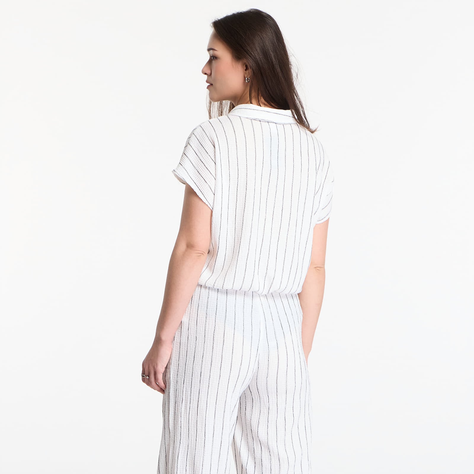 Shirts Urban Classics Ladies Structured Striped Tied Blouse  Off White/ Black