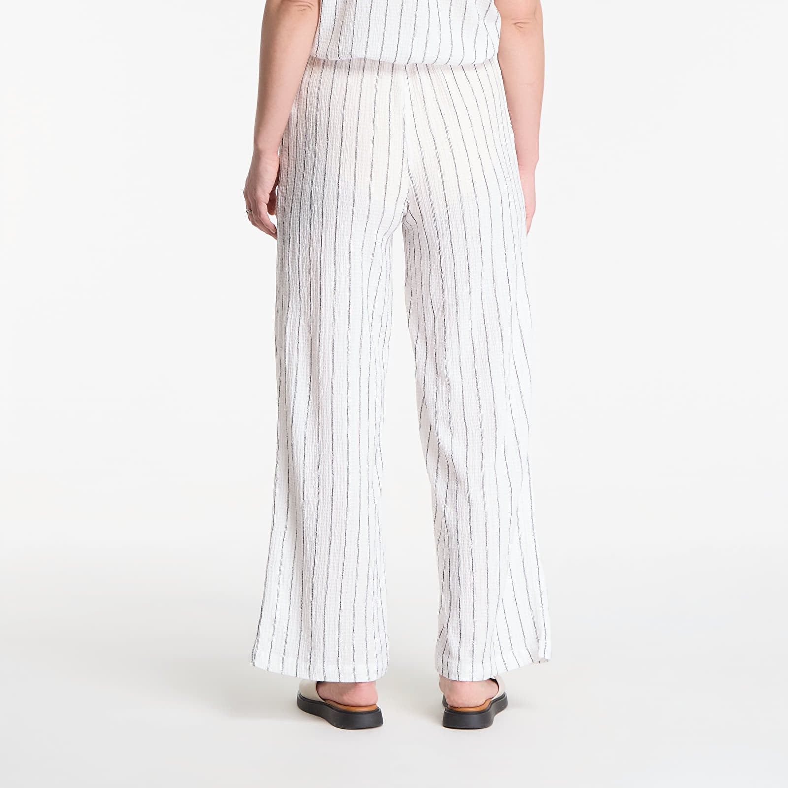 Bukser Urban Classics Ladies Structured Striped Relaxed Fit Pants  Off White/ Black