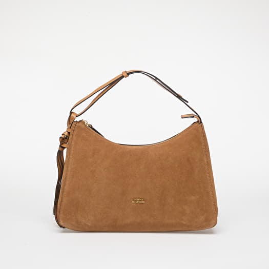 Tommy Hilfiger Statement Shoulder Bag Suede Cognac