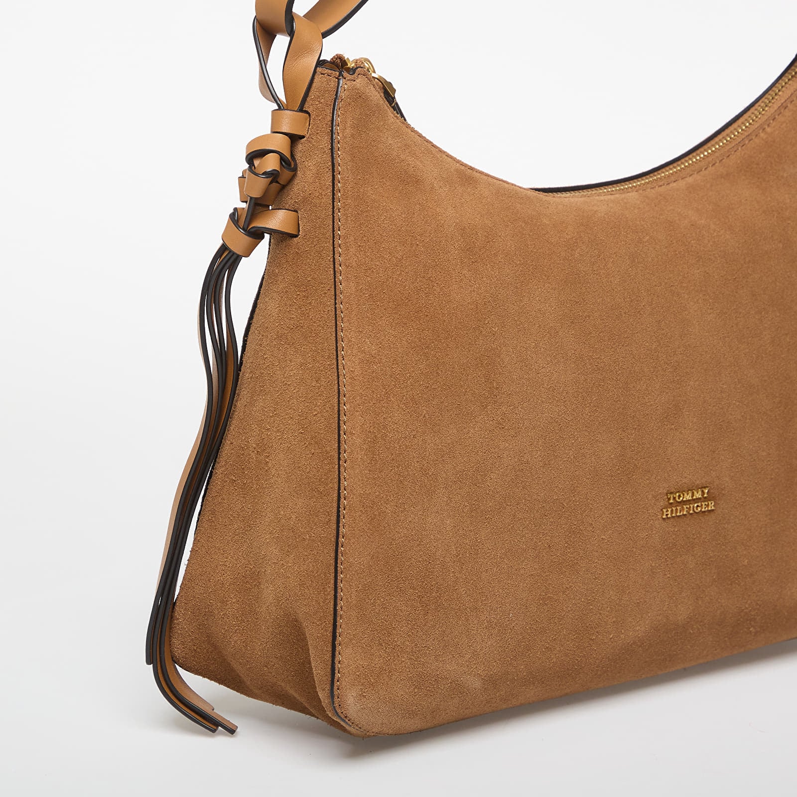 Torebki Tommy Hilfiger Statement Shoulder Bag Suede Cognac