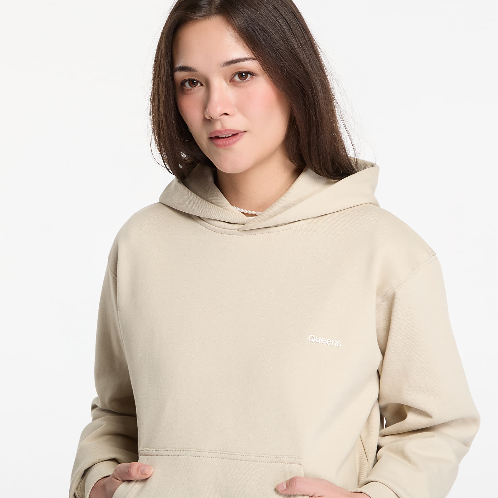 Bluzy Queens Women's Sweats Essential Hoodie Sand
