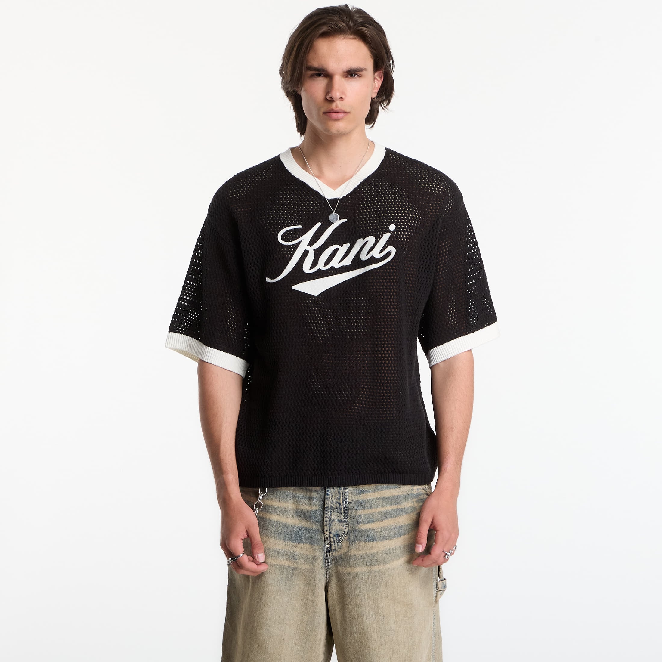 T-shirt Karl Kani Cursive Varsity Crochet Boxy T-Shirt Black S