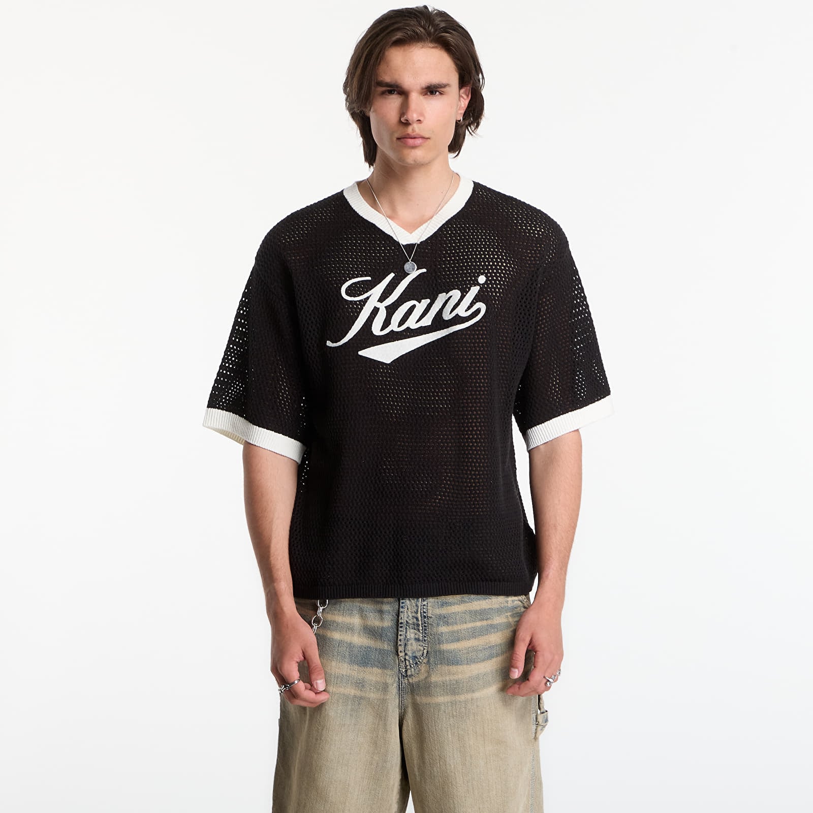 T-shirts Karl Kani Cursive Varsity Crochet Boxy T-Shirt Black