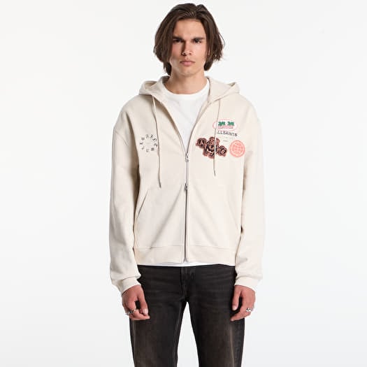 Суитшърт AllSaints Patcher Zip Through Sweatshirt Dusk White
