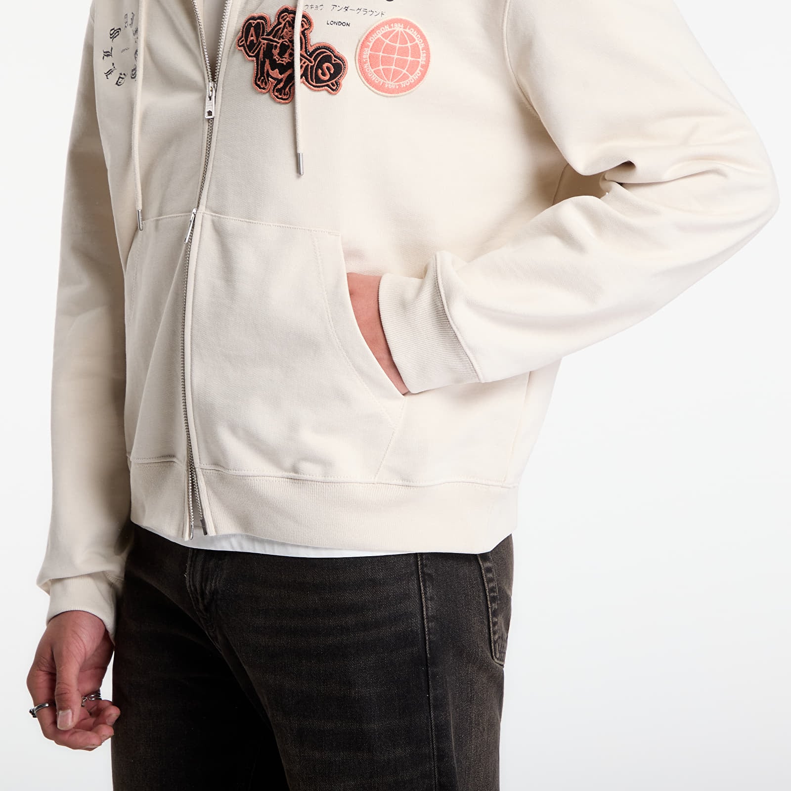 Sweatshirts AllSaints Patcher Zip Through Sweatshirt Dusk White