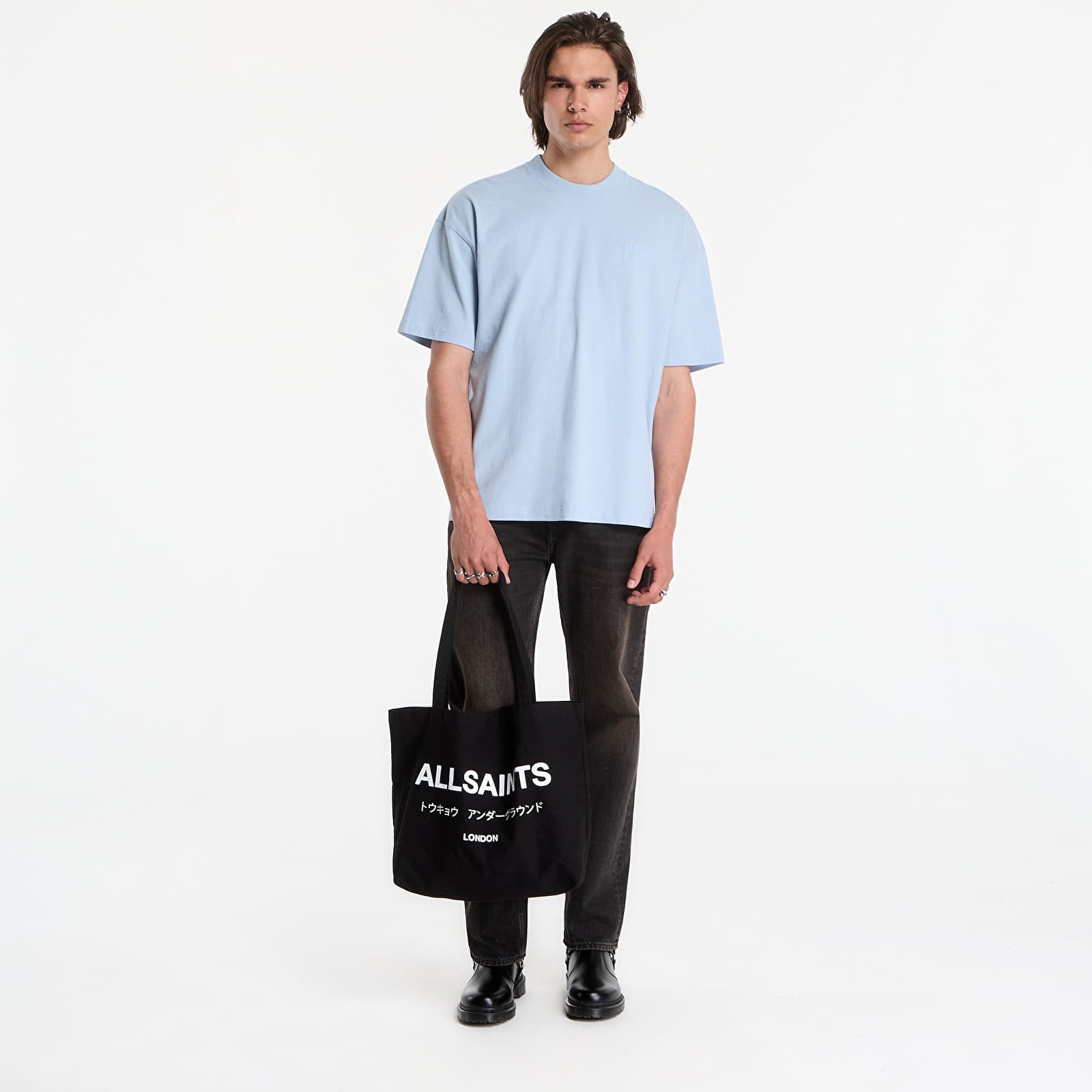 Tricouri  AllSaints Odyssey Ss Crew Graphic T-Shirt Salton Blue