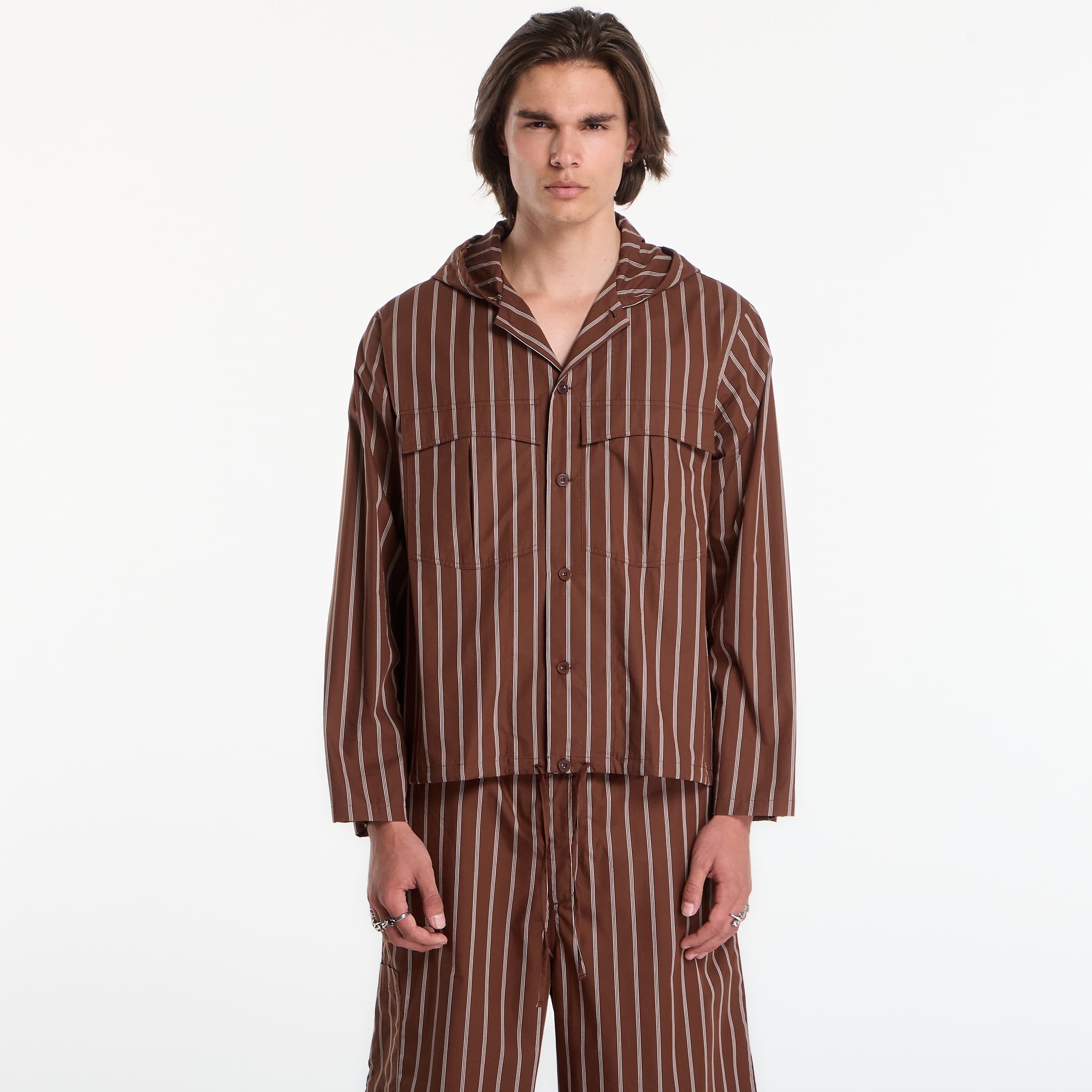 Πουκάμισο Études Studio Hooded Shirt Striped Dark Brown 52