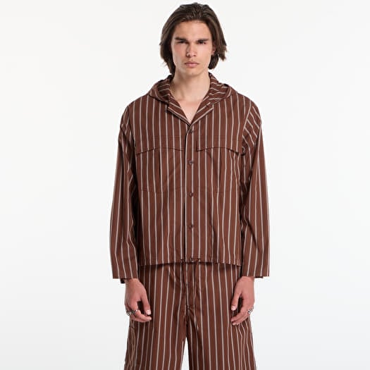 Études Studio Hooded Shirt Striped Dark Brown