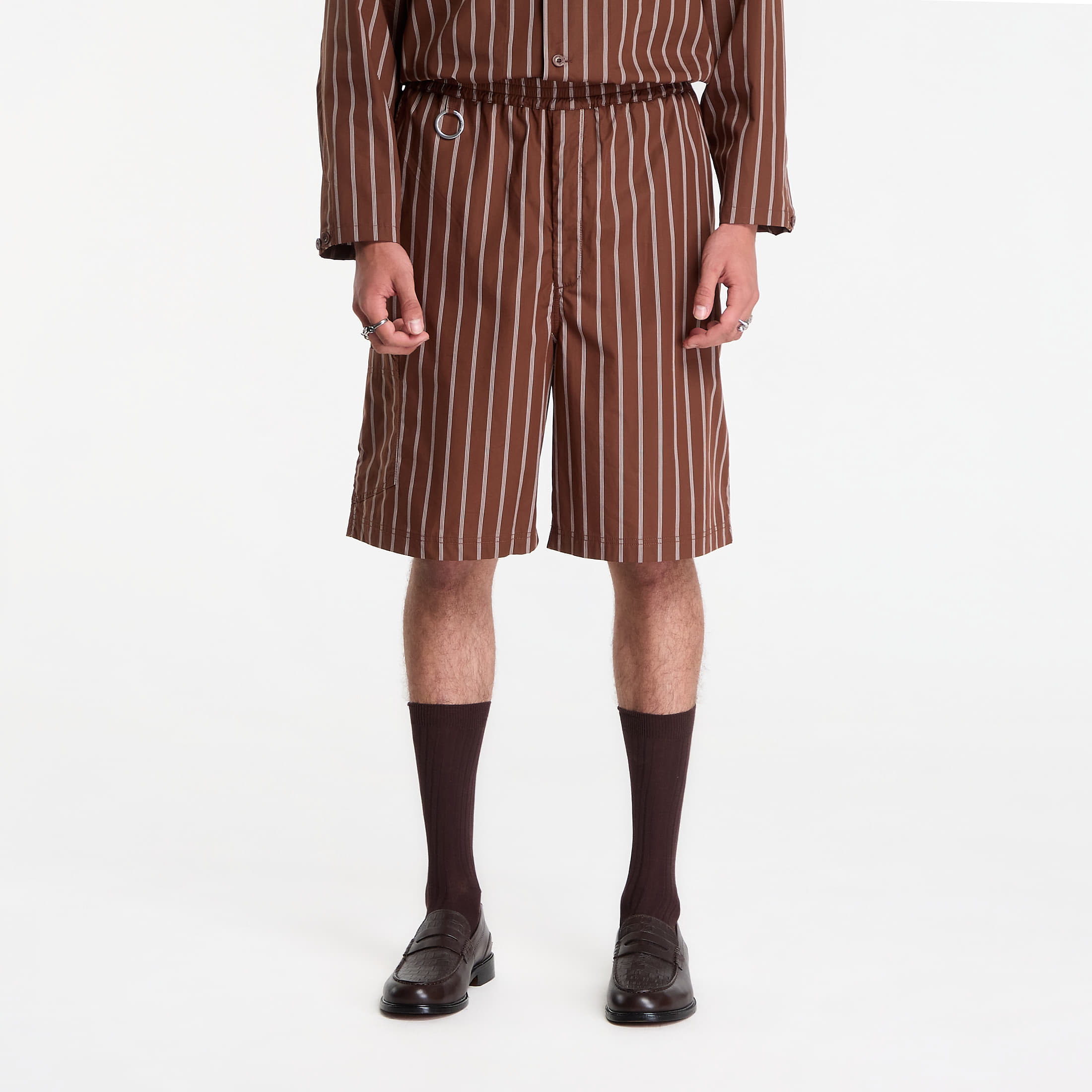 Σορτς Études Studio Comfort Shorts Striped Dark Brown 48