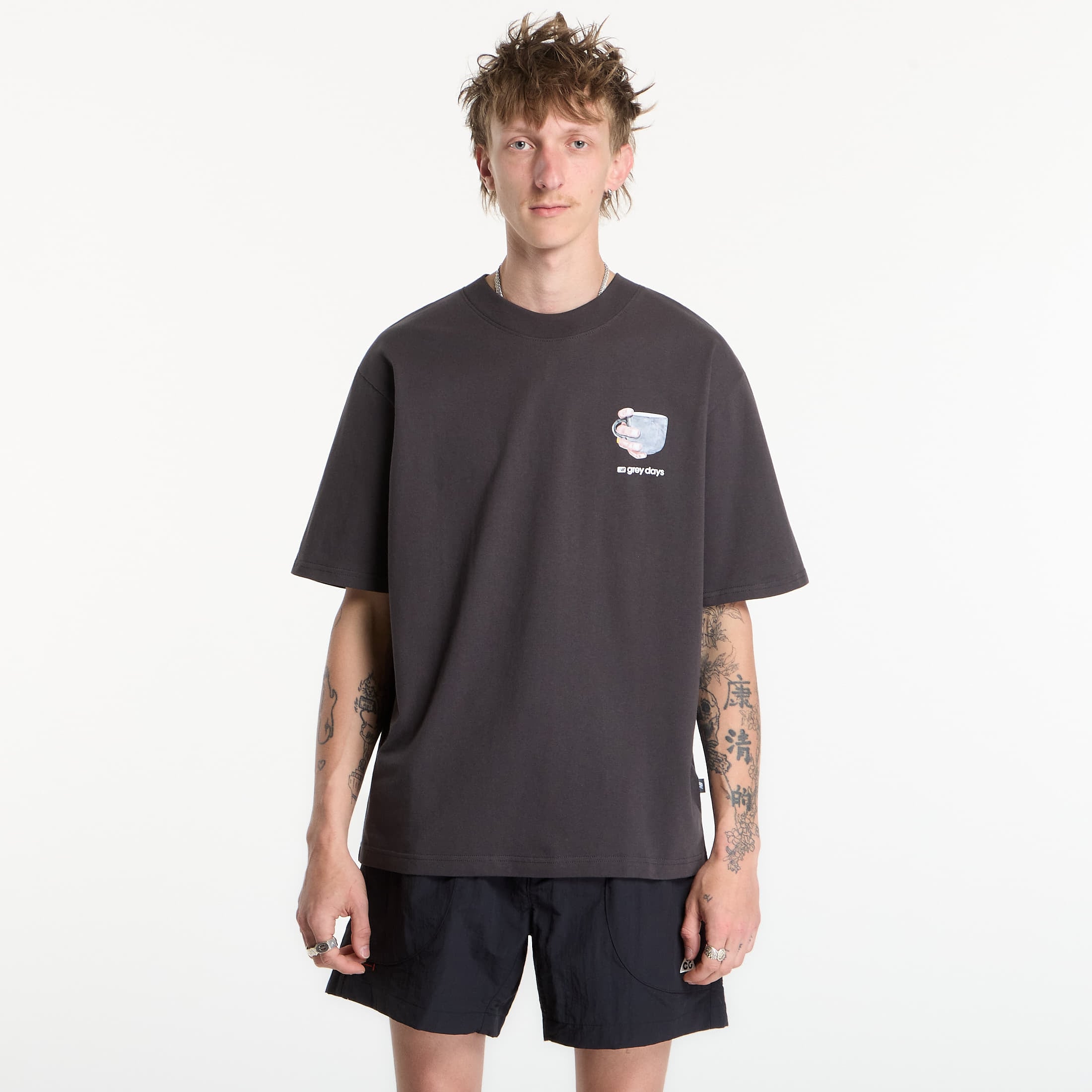 T-shirt New Balance Grey Days Coffee Oversized T-Shirt Black Cement M