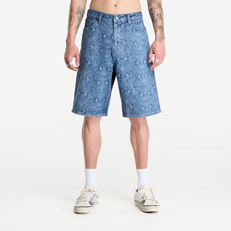 Szorty Daily Paper Snake Laser Denim Shorts Blue