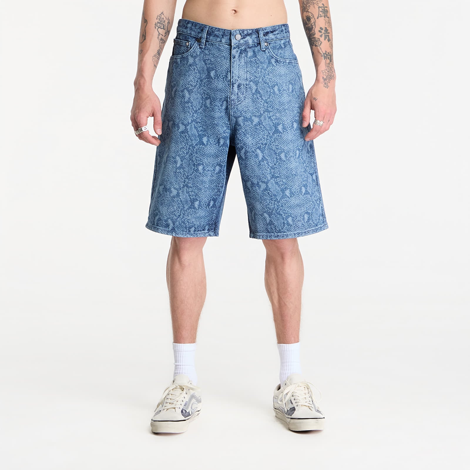 Men's shorts Daily Paper Snake Laser Denim Shorts Blue