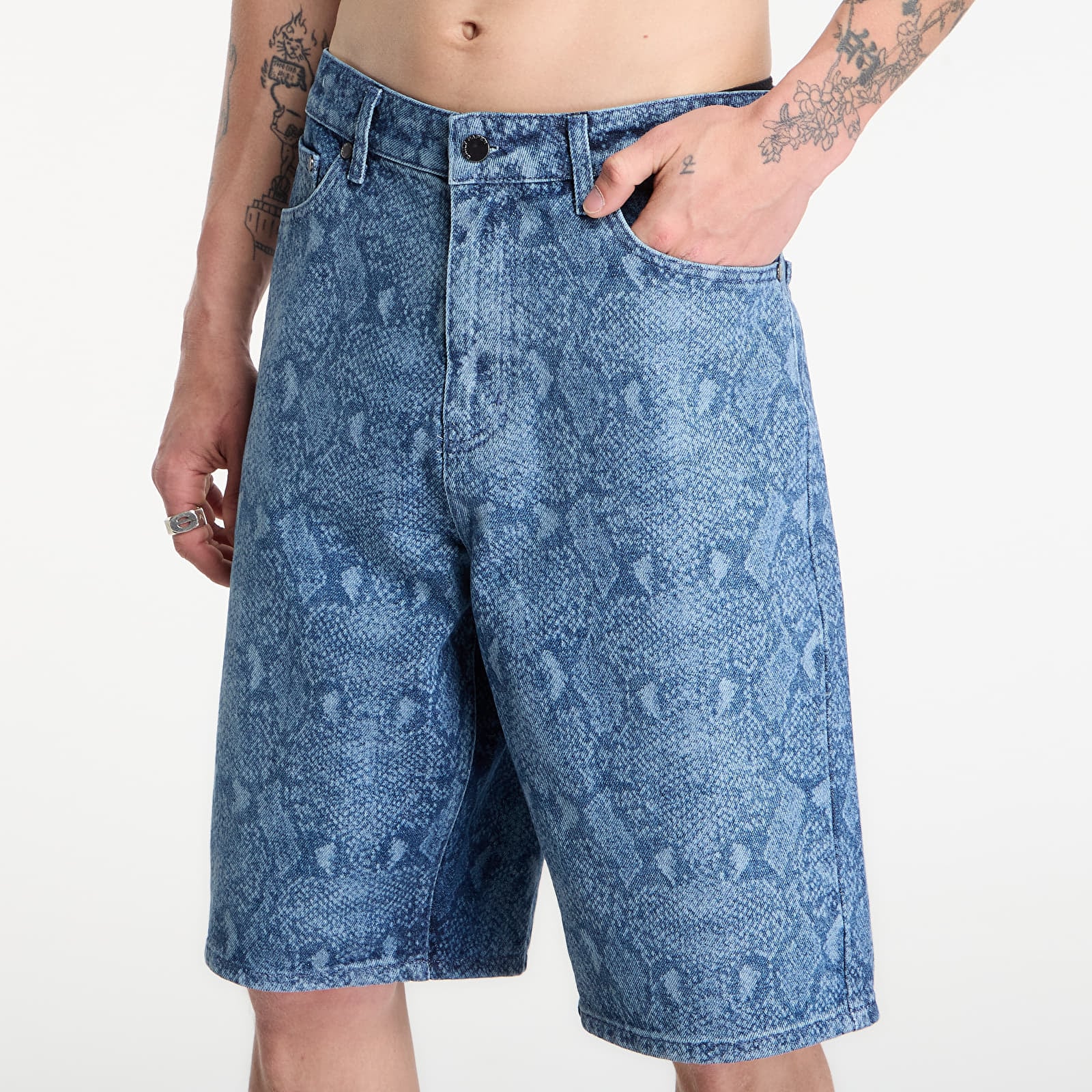 Men's shorts Daily Paper Snake Laser Denim Shorts Blue