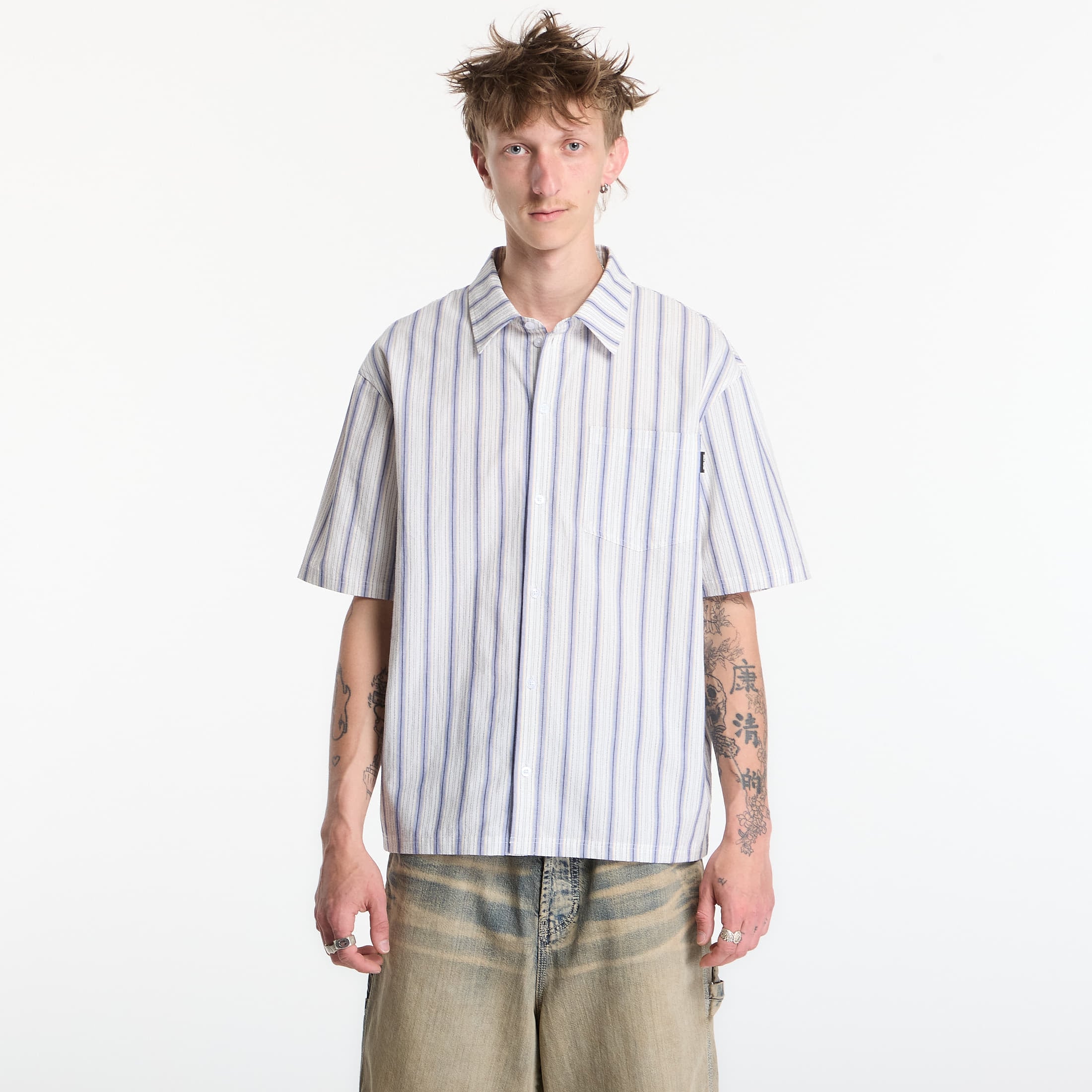 Πουκάμισο Daily Paper Dp Blocked Ss Shirt Blue Wing Teal XL