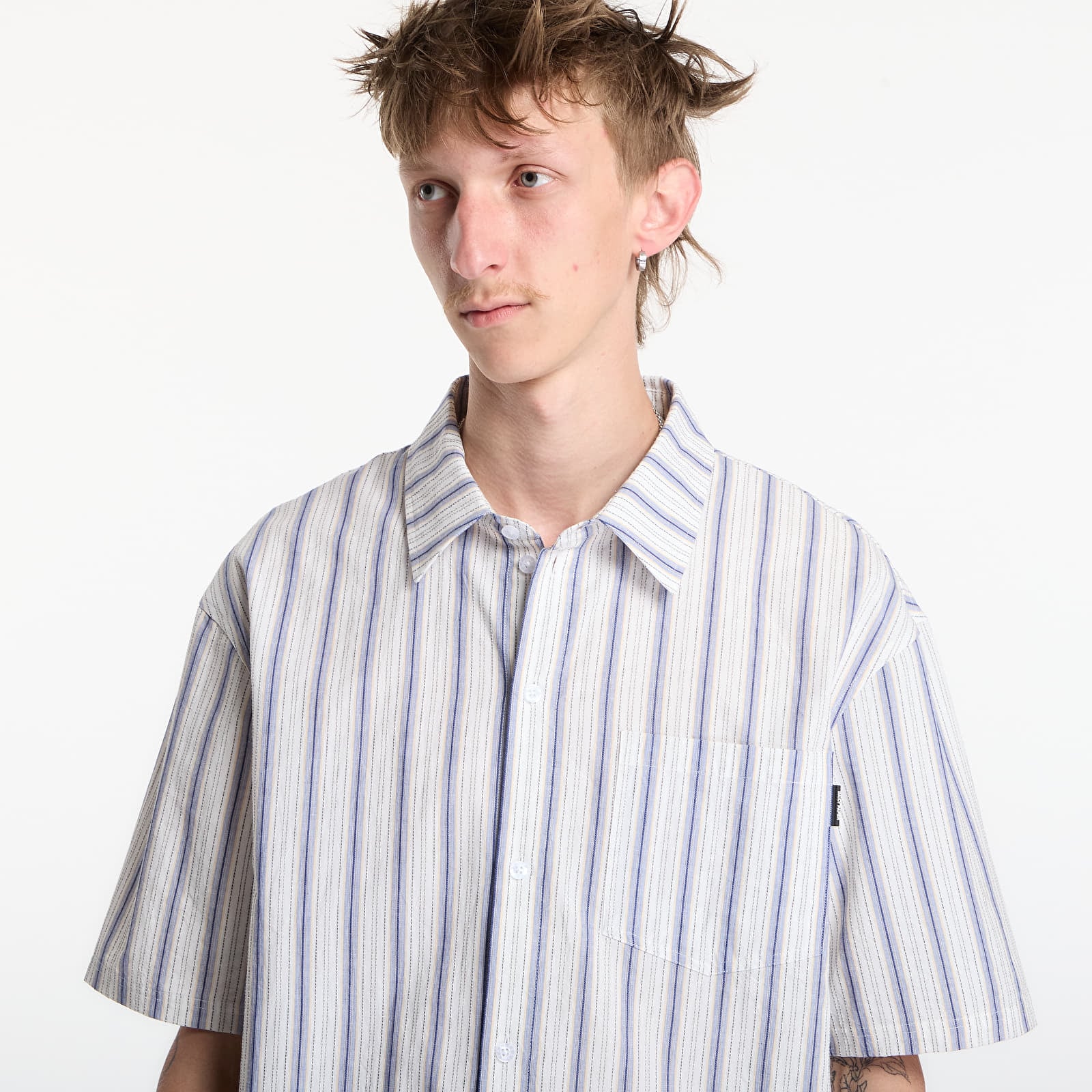 Men's shirts Daily Paper Dp Blocked Ss Shirt Blue Wing Teal