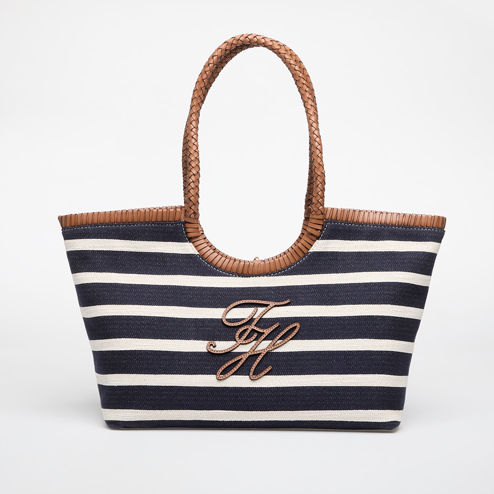 Rankinės Tommy Hilfiger Th Elev Summer Tote Stripe Stripe Blue/ Cognac