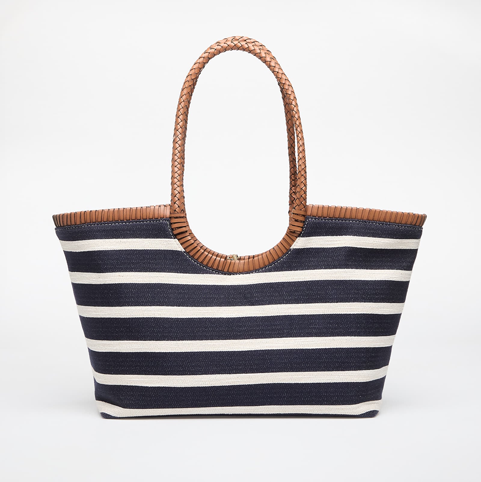Rankinės Tommy Hilfiger Th Elev Summer Tote Stripe Stripe Blue/ Cognac