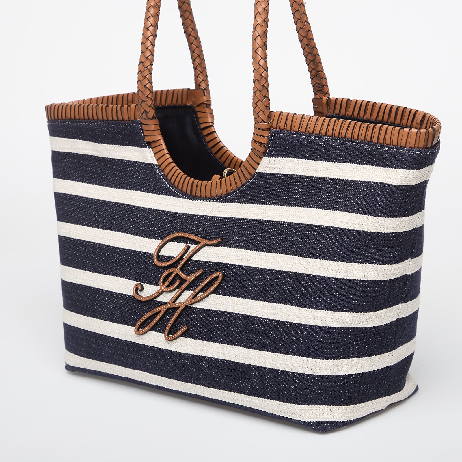 Rankinės Tommy Hilfiger Th Elev Summer Tote Stripe Stripe Blue/ Cognac