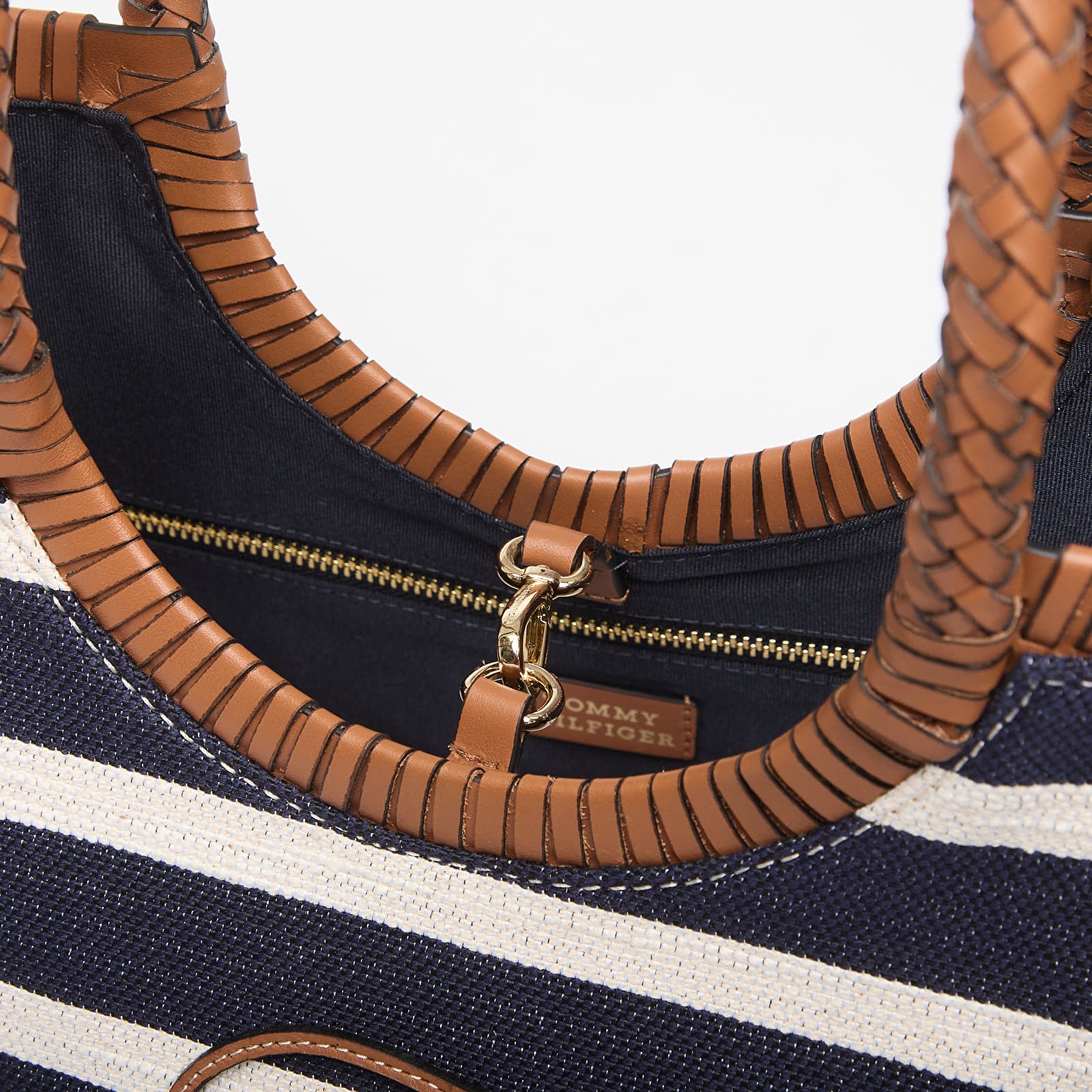 Rankinės Tommy Hilfiger Th Elev Summer Tote Stripe Stripe Blue/ Cognac