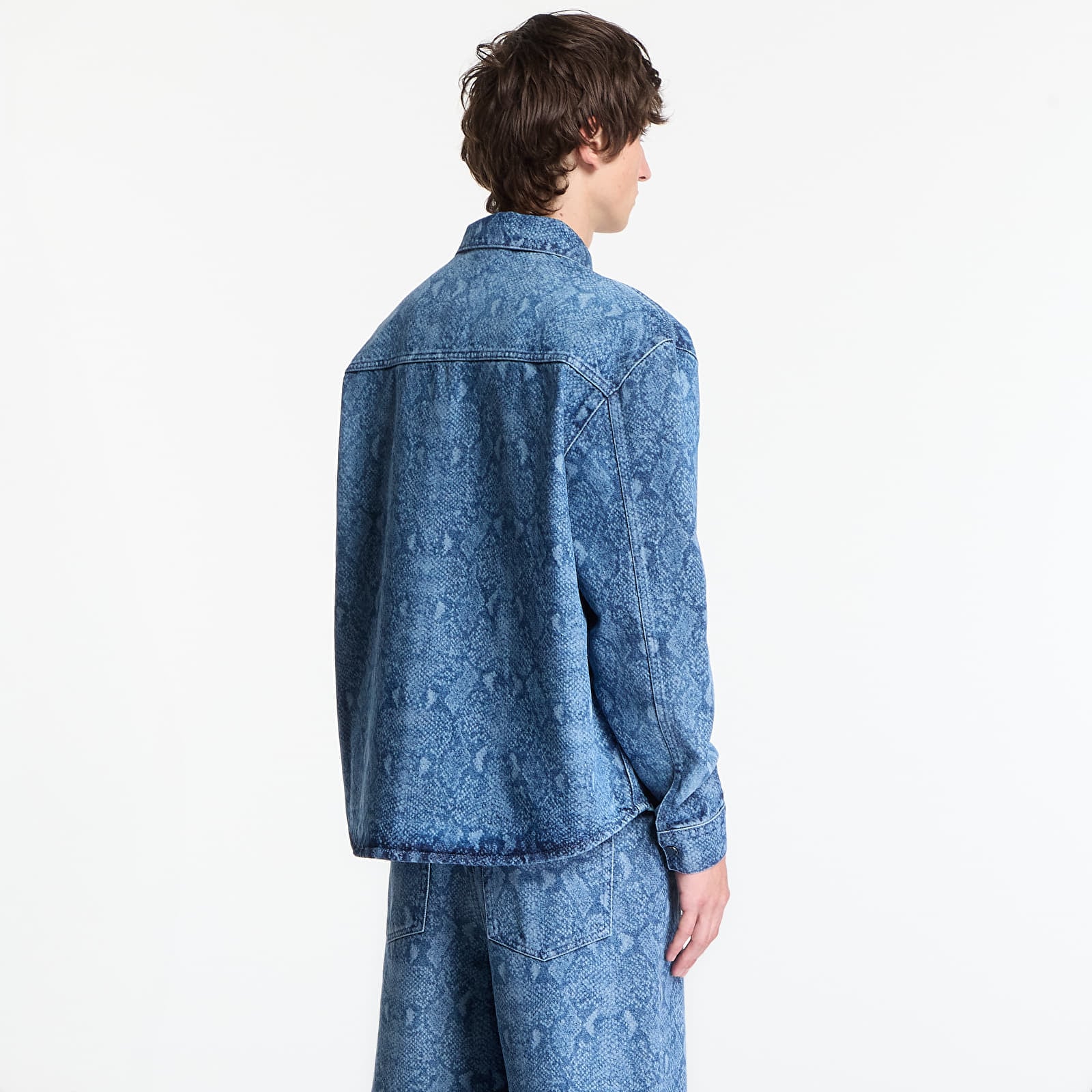 Men's shirts Daily Paper Snake Laser Rahul Denim Shirt Blue