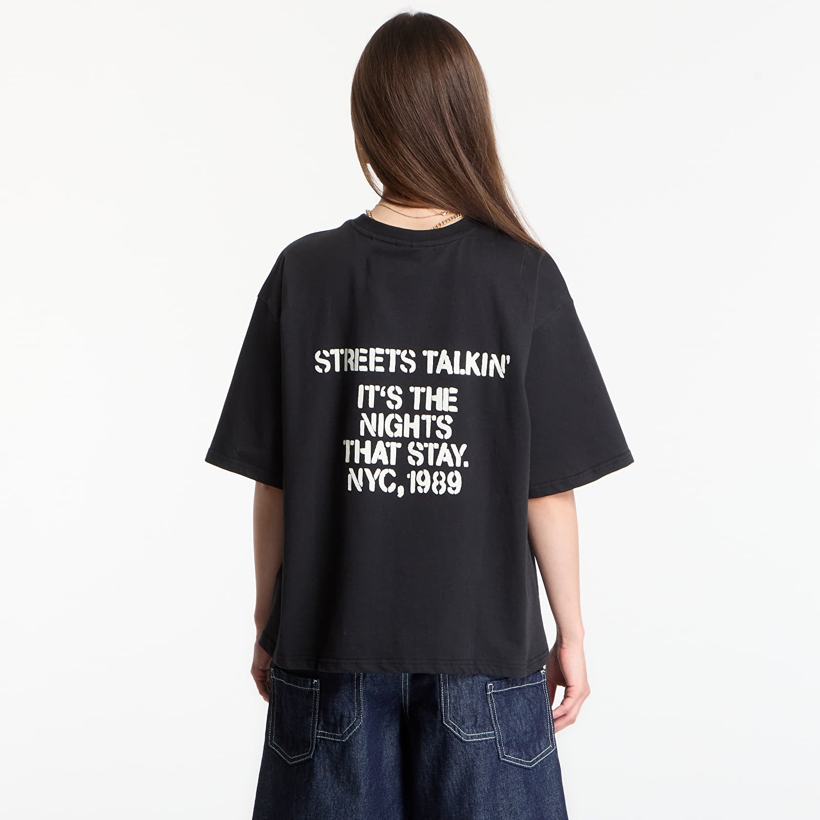 Marškinėliai Karl Kani Signature Stencil Peached Oversized T-Shirt Black